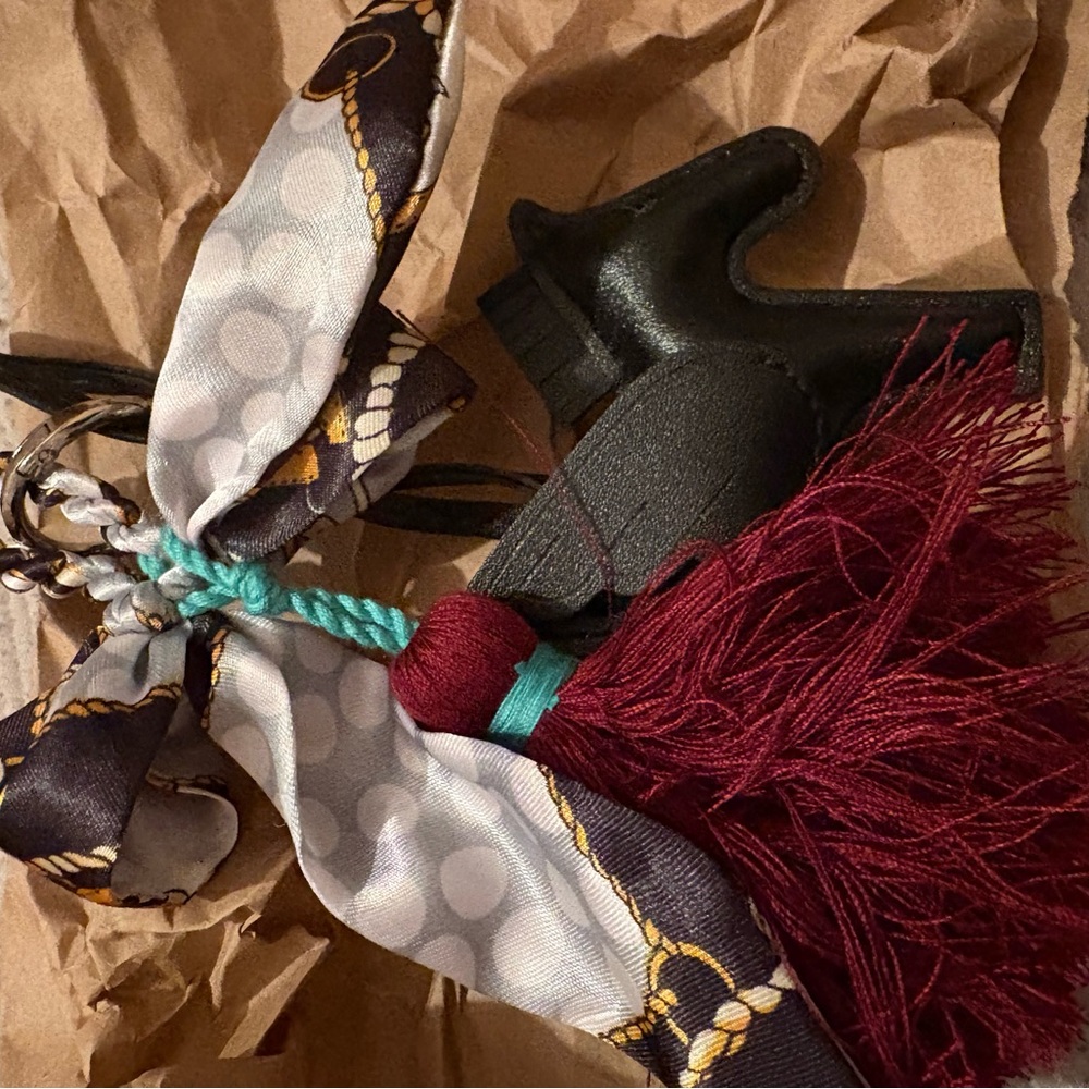 Black pony, Twilly and. Pom Pom bag charms. Keychain‎